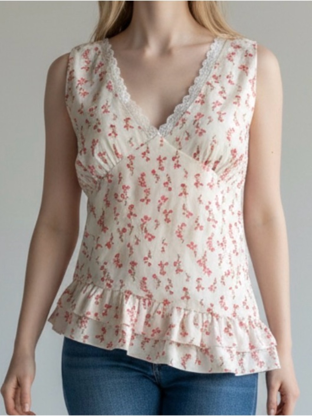 Wild Fable Sleeveless V-Neck Asymmetric Ruffle Hem Camisole